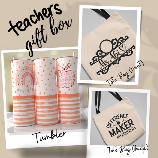 Combo Pack - Difference Maker Tote Bag & Best Teacher Ever 20oz Skinny Tumbler