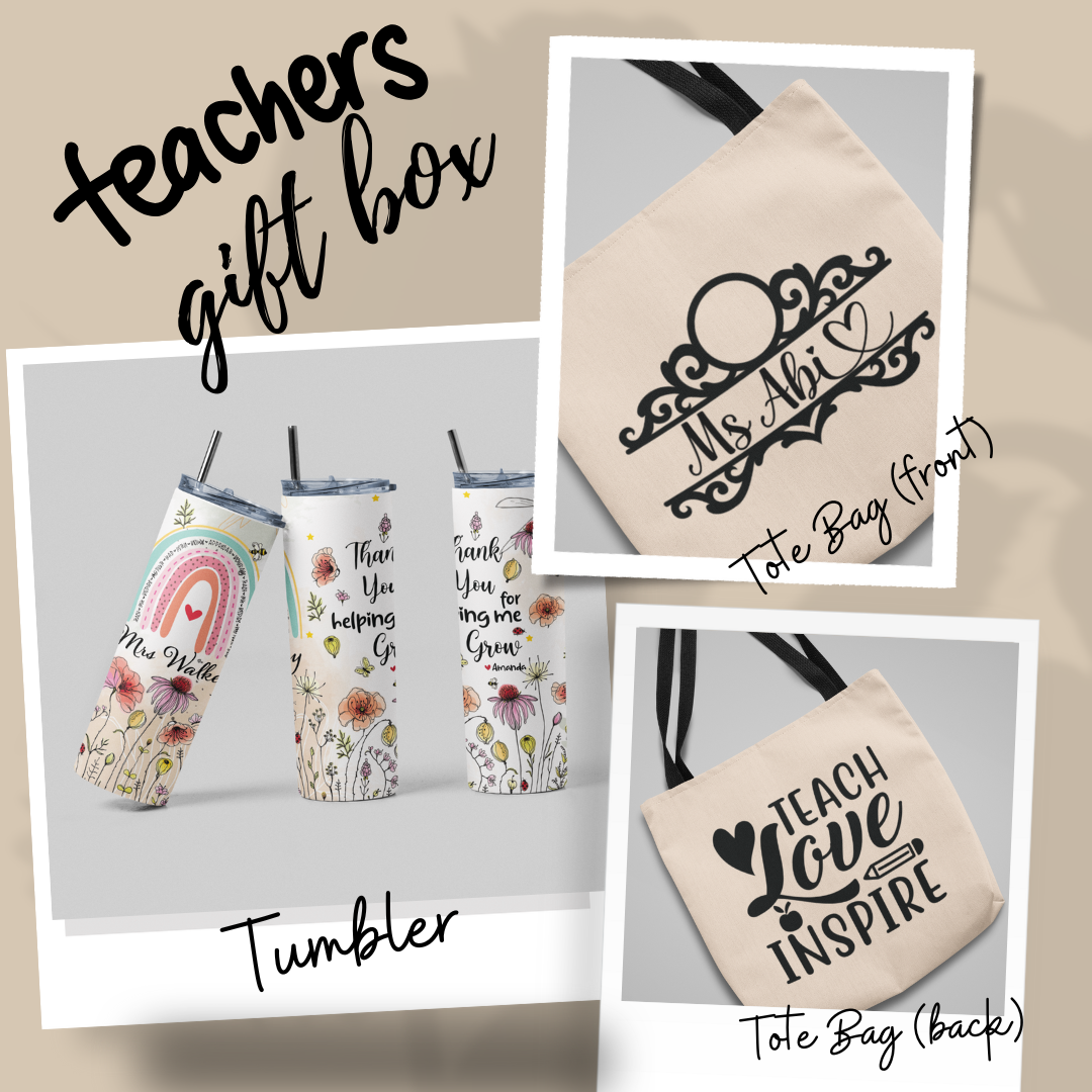 Combo Pack - Teach, Love, Inspire Tote Bag & Thank You 20oz Skinny Tumbler