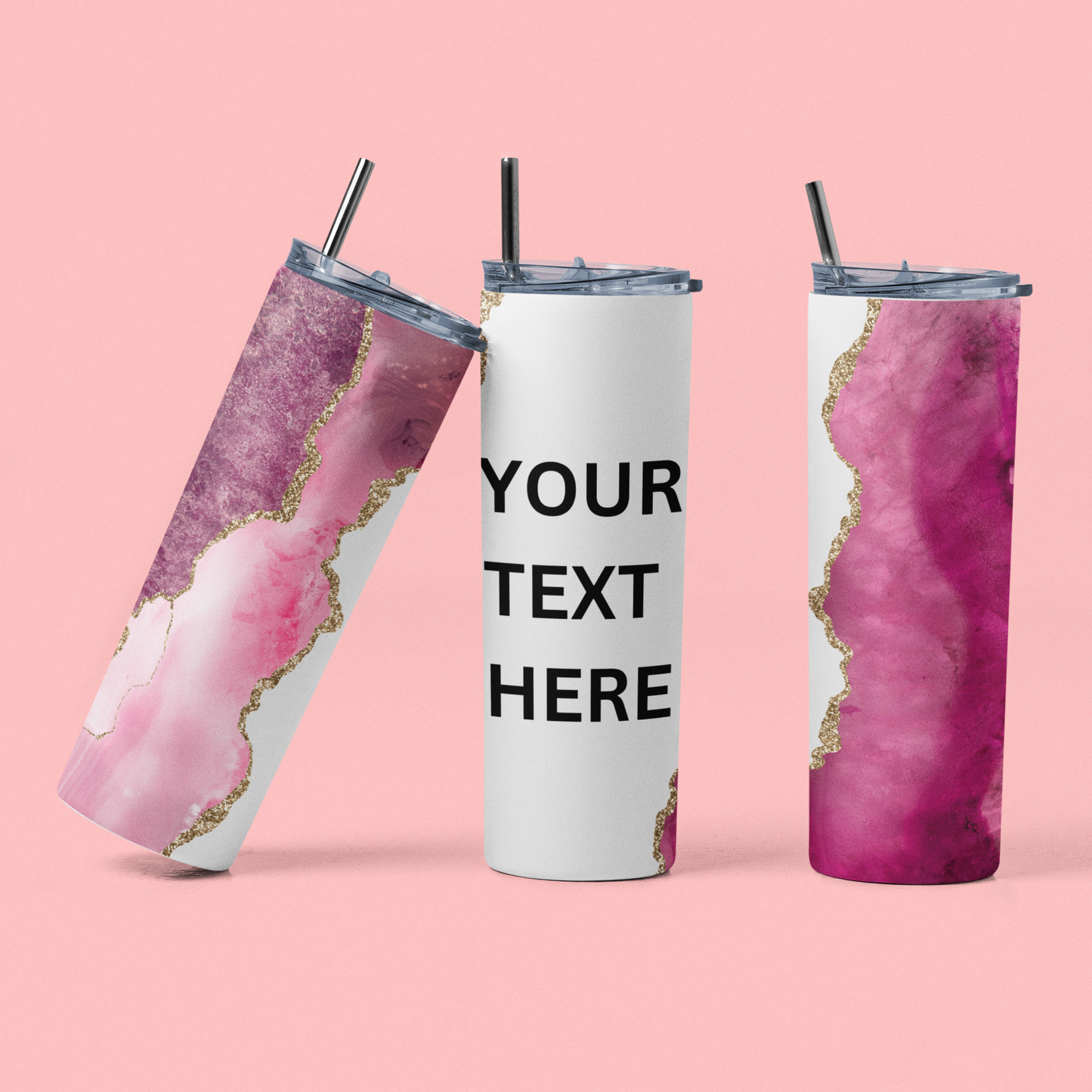 20oz Pink Marble Skinny Tumbler