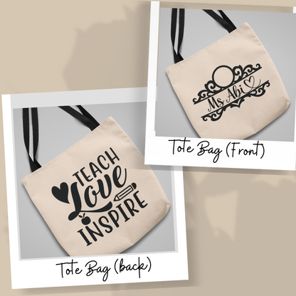 Combo Pack - Teach, Love, Inspire Tote Bag & Best Teacher Ever 20oz Skinny Tumbler