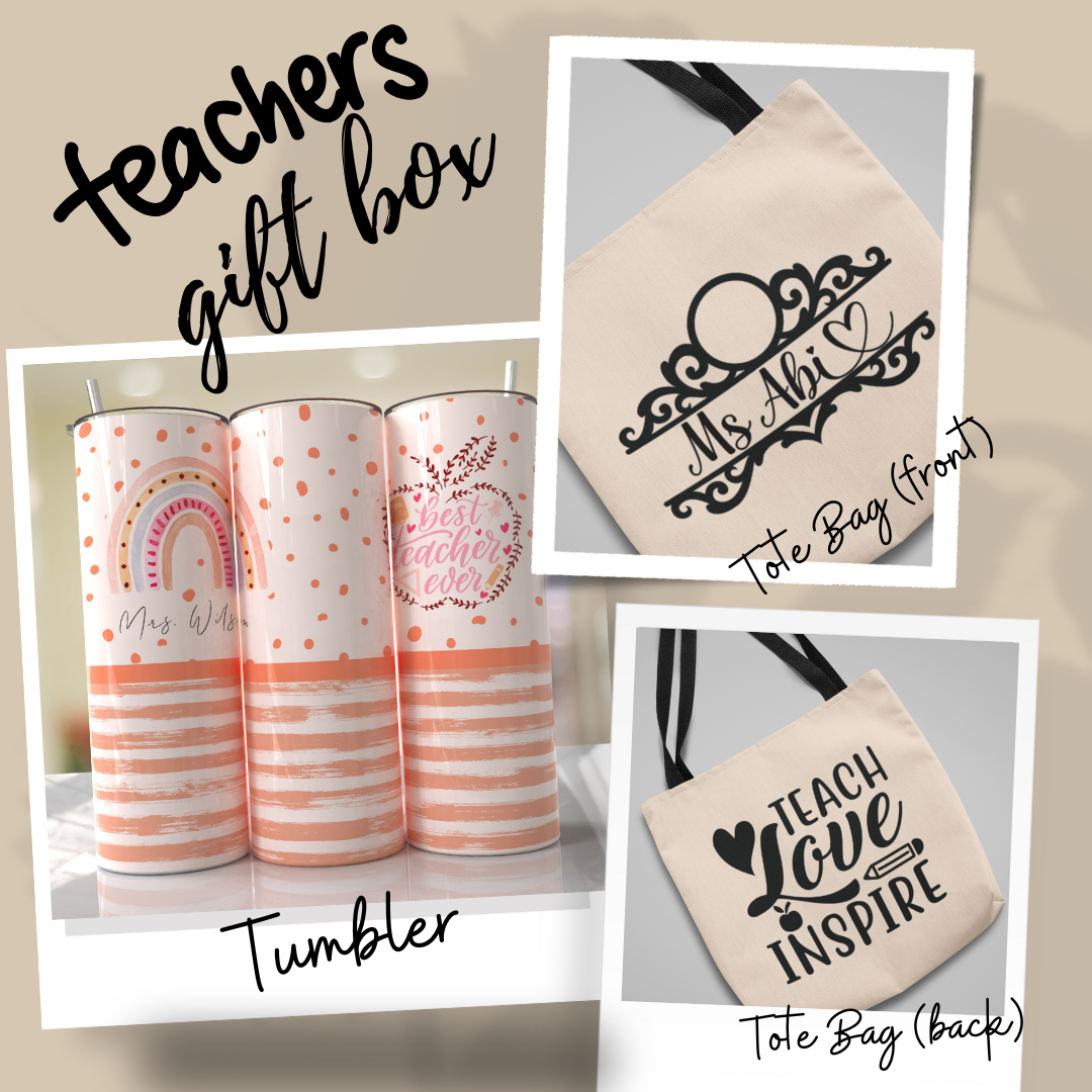 Combo Pack - Teach, Love, Inspire Tote Bag & Best Teacher Ever 20oz Skinny Tumbler