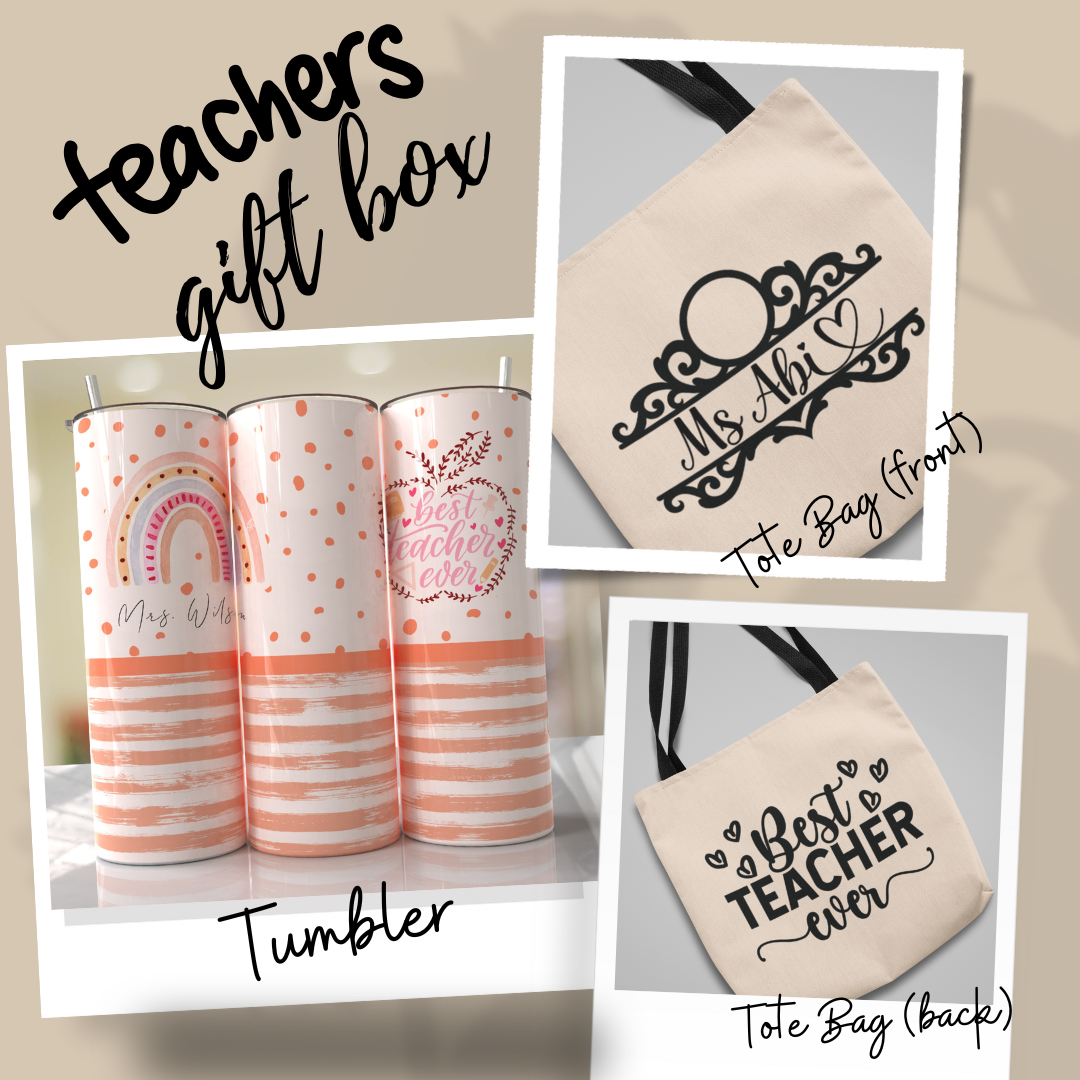 Combo Pack - Best Teacher Ever Tote Bag & Best Teacher Ever 20oz Skinny Tumbler