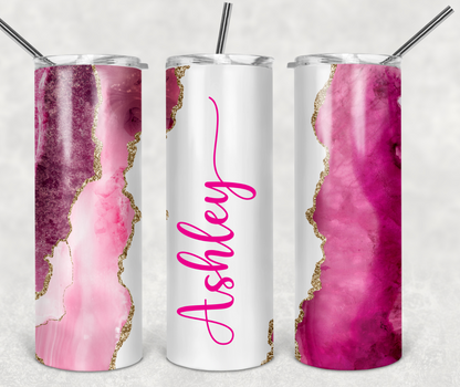 20oz Pink Marble Skinny Tumbler